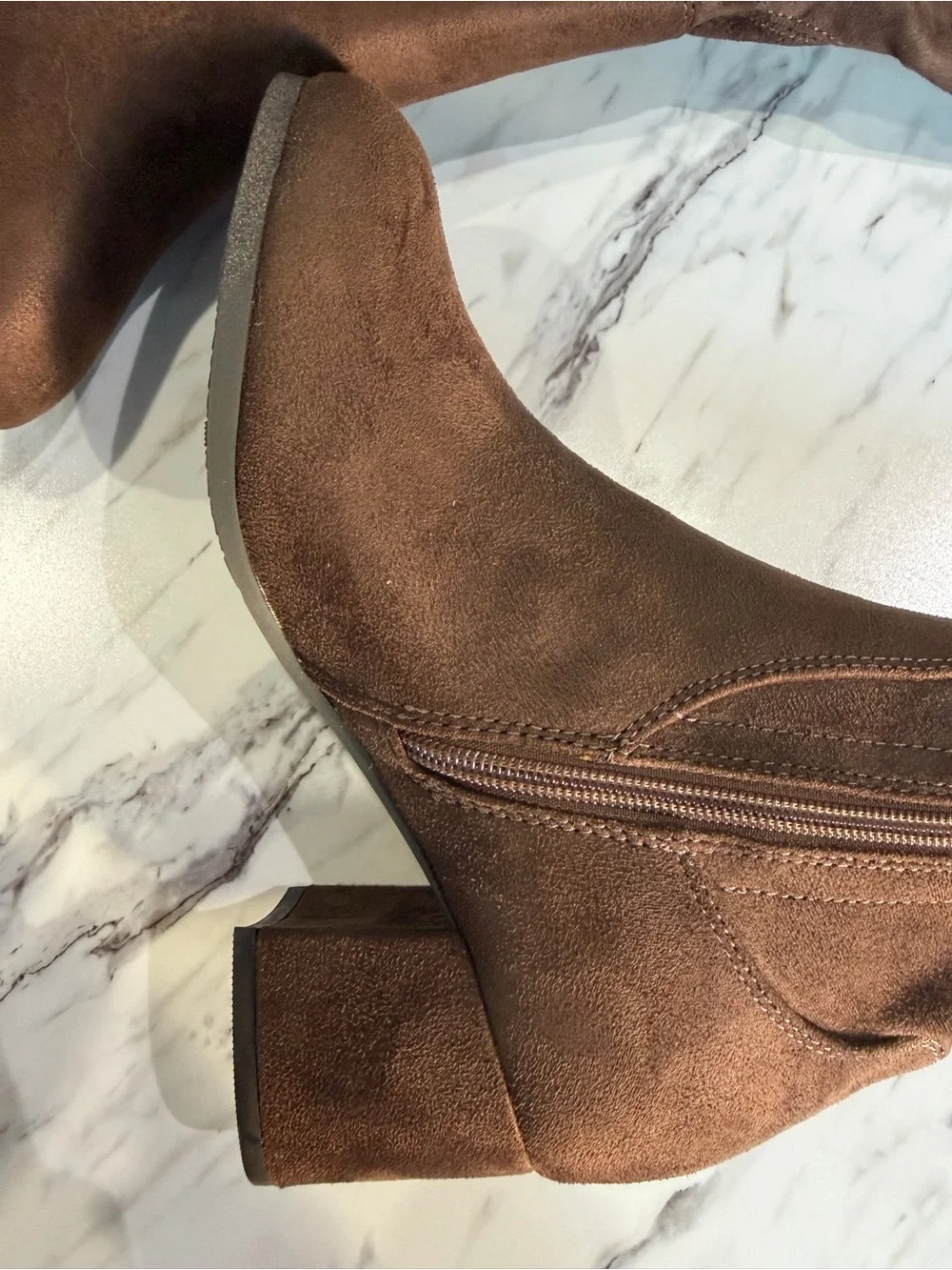 Over-the-Knee Block Heel Boots in Brown - NEVER WORN